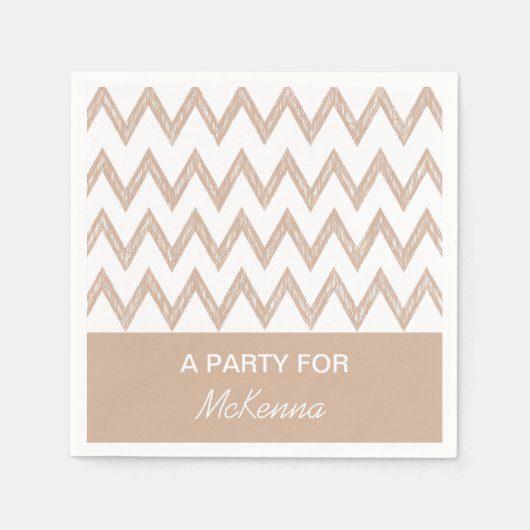 Trendy Pencil Tan Chevron Zigzags met naam Servet (Voorkant)