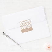 Trendy Pencil Tan Chevron Zigzags met naam Vierkante Sticker (Envelop)
