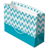 Trendy Pencil Turquoise Chevron Zigzags met naam Large Cadeautasje (Achterkant Gekanteld)
