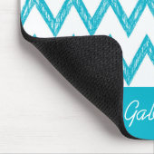 Trendy Pencil Turquoise Chevron Zigzags met naam Muismat (Hoek)