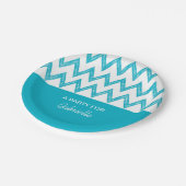 Trendy Pencil Turquoise Chevron Zigzags met naam Papieren Bordje (Gekanteld)