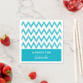Trendy Pencil Turquoise Chevron Zigzags met naam Servetten (Insitu)