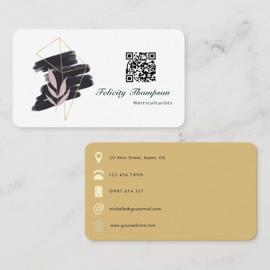 Trendy penseelstreken collage QR-code Visitekaartje (Voorkant / Achterkant)