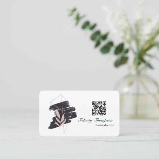 Trendy penseelstreken collage QR-code Visitekaartje (Staand voorkant)
