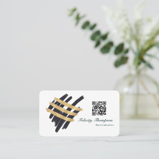 Trendy penseelstreken collage QR-code Visitekaartje (Staand voorkant)