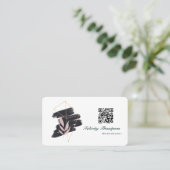 Trendy penseelstreken collage QR-code Visitekaartje (Staand voorkant)