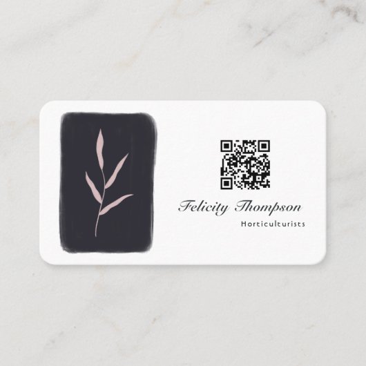 Trendy penseelstreken collage QR-code Visitekaartje (Voorkant)