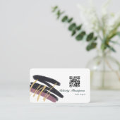 Trendy penseelstreken collage QR-code Visitekaartje (Staand voorkant)