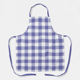 Trendy Periwinkle Blue White Gingham Check Pattern Schort