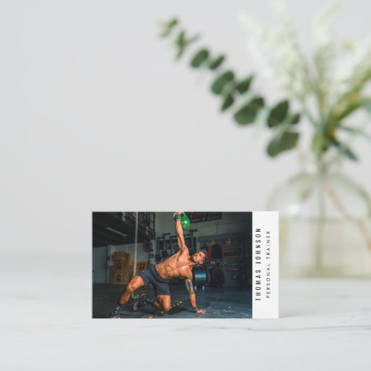 Trendy Personal Trainer Fitness Foto QR Code Visitekaartje (Staand voorkant)