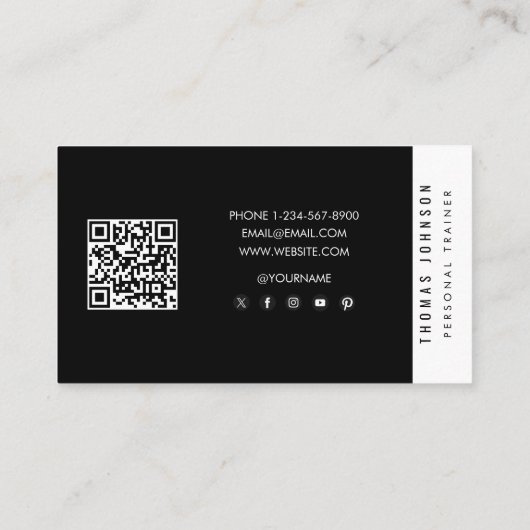 Trendy Personal Trainer Fitness Foto QR Code Visitekaartje (Achterkant)