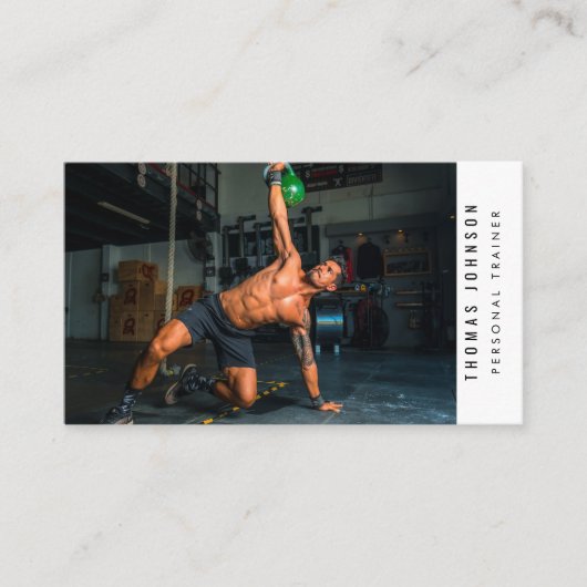 Trendy Personal Trainer Fitness Foto QR Code Visitekaartje (Voorkant)