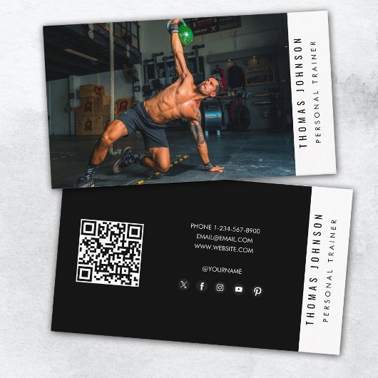 Trendy Personal Trainer Fitness Foto QR Code Visitekaartje