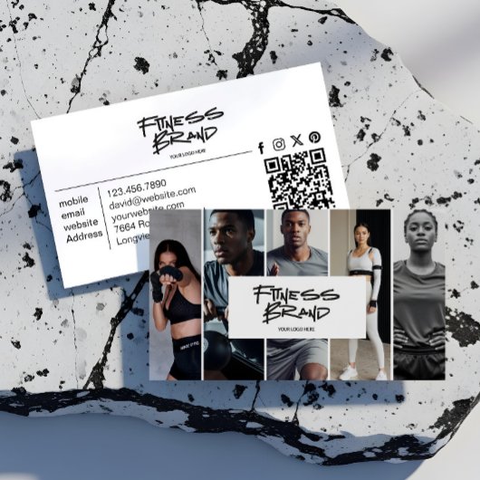 Trendy Personal Trainer Fitness Photo Collage Visitekaartje