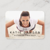 Trendy Personal Trainer Foto & Dumbell Logo Visitekaartje (Voorkant)