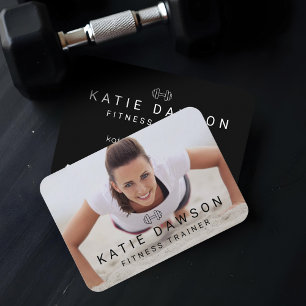 Trendy Personal Trainer Foto & Dumbell Logo Visitekaartje
