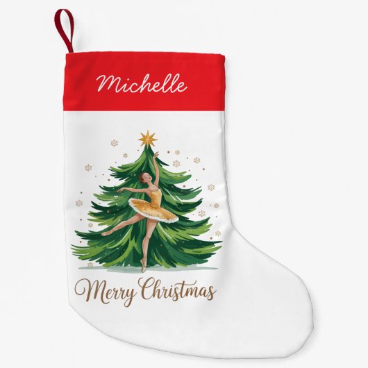 Trendy Personalized Ballerina Christmas Tree  Kleine Kerstsok (Voorkant)