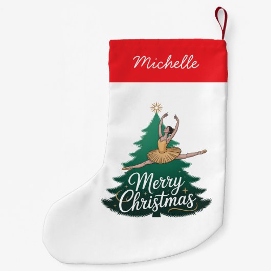 Trendy Personalized Ballerina Christmas Tree  Kleine Kerstsok (Achterkant)