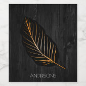 Trendy Personalized Black Wood Gold Foil Leaf Wijn Etiket (Enkel label)