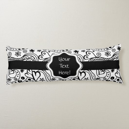 Trendy Personalized Hearts and Love Doodle Pattern Lichaamskussen (Achterkant)