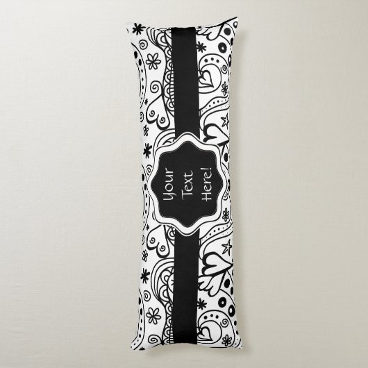 Trendy Personalized Hearts and Love Doodle Pattern Lichaamskussen (Achterkant (Verticaal))