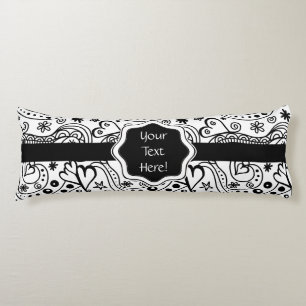 Trendy Personalized Hearts and Love Doodle Pattern Lichaamskussen