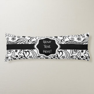 Trendy Personalized Hearts and Love Doodle Pattern Lichaamskussen