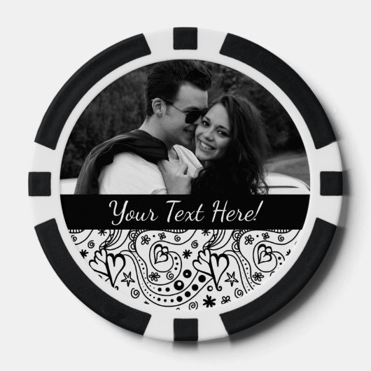 Trendy Personalized Hearts and Love Doodle Pattern Pokerchips (Voorkant)