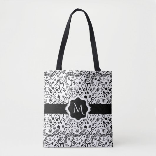 Trendy Personalized Hearts and Love Doodle Pattern Tote Bag (Voorkant)