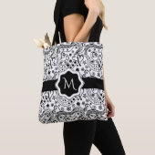 Trendy Personalized Hearts and Love Doodle Pattern Tote Bag (Dichtbij)