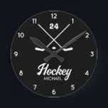 Trendy Personalized Hockey Player Name Number      Ronde Klok<br><div class="desc">Trendy Personalized Hockey Player Name Number Round Clock</div>
