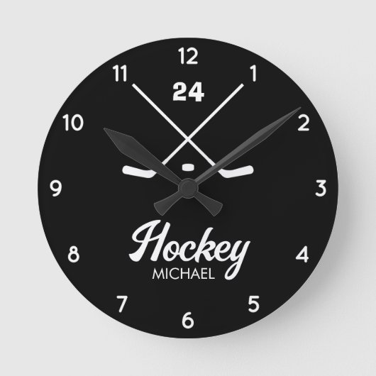 Trendy Personalized Hockey Player Name Number      Ronde Klok (Voorkant)