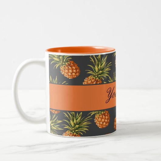 Trendy Personalized Pineapple Tweekleurige Koffiemok (Links)