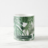 Trendy Personalized Tropical Monstera Leaves Koffiemok (Center)