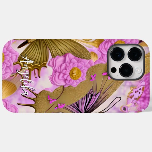 Trendy Personalized with Butterflies Case-Mate iPhone Case (Achterkant (horizontaal))