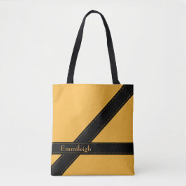 Trendy Persoonlijke mosterd Gele Zwarte Stripes Tote Bag