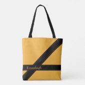 Trendy Persoonlijke mosterd Gele Zwarte Stripes Tote Bag (Achterkant)