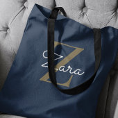 Trendy Persoonlijke Navy Monogram Aangepaste Naam Tote Bag