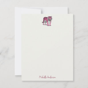 Trendy Persoonlijke Roze Tijger Briefpapier  Notitiekaartje