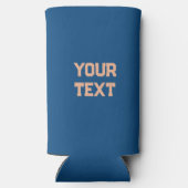 Trendy perzik en blauwe kleuren minimaal gepersona seltzer blikjeskoeler (Achterkant)