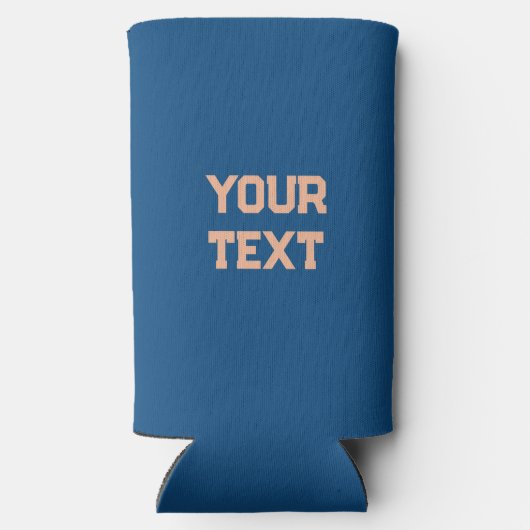 Trendy perzik en blauwe kleuren minimaal gepersona seltzer blikjeskoeler (Achterkant)