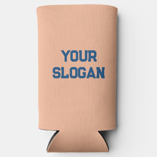 Trendy perzik en blauwe kleuren minimaal gepersona seltzer blikjeskoeler (Voorkant)