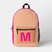 Trendy perzik en warm roze met Monogram naam Bedrukte Rugzak (Voorkant)