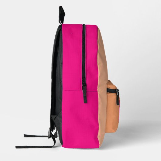 Trendy perzik en warm roze met Monogram naam Bedrukte Rugzak (Links)