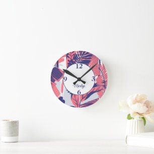 Trendy Perzik & Marine Patroon 8-in Acryl Muur Ronde Klok