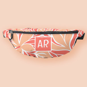 Trendy Perzik Modern Bloemmotief Monogram Reis Heuptasje