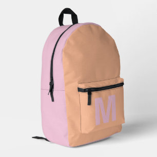 Trendy perzik pastel roze met Monogram naam Bedrukte Rugzak