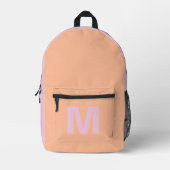 Trendy perzik pastel roze met Monogram naam Bedrukte Rugzak (Voorkant)