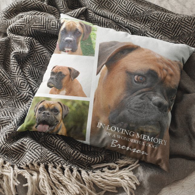 Trendy Pet Photo Collage in Loving Memory Kussen (Creator heeft geüpload)