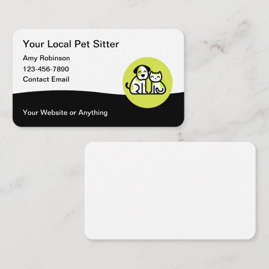 Trendy Pet Sitter Visitekaartjes Design (Voorkant / Achterkant)